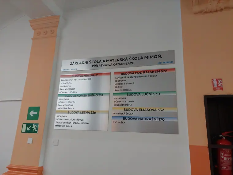Informační a orientační systém — realizace Reklama Klapka, Česká Lípa
